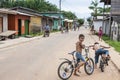 Children playing in a street of Gurupa, Brazil