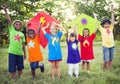 Children Playing Superhero With Kites Royalty Free Stock Photo