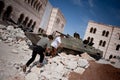 Children playing on tank, Azaz, Syria.