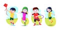 Children play around cartoon vector Illustration Royalty Free Stock Photo