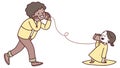 Children Playing with a Tin Can Telephone: Classic Communication Fun, vector design Generative AI Royalty Free Stock Photo