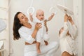 Children are playing on Toddler Indoor sports complex with mother Royalty Free Stock Photo