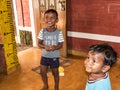 Children playing with toys balloon on the floor of the children\'s room. Kindergarten educational games in India