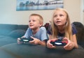 Children playing video games Royalty Free Stock Photo