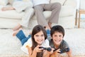 Children playing videogames Royalty Free Stock Photo