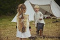 Children playing at the viking festival in Denmark