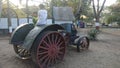 Children playing on a vintage rollar in residency garden of Indore India