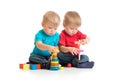 Children playing wooden toys together Royalty Free Stock Photo