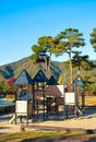 Children playground with beautiful scenery. Royalty Free Stock Photo