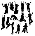 Children Plying Silhouettes Royalty Free Stock Photo
