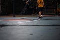 A children practice futsal in the park