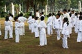 Children practicing karate