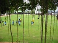 Children practicing soccer on a court in Puerto Ordaz city, Venezuela