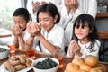 Children pray muslim open arm Royalty Free Stock Photo