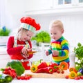 Children preparing healthy vegetable lunch Royalty Free Stock Photo