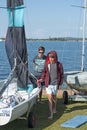 Children preparing racing dinghies at championships. April 18, 2013: Editorial