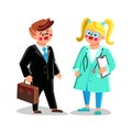 Children Profession Businessman And Doctor Vector Illustration