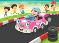 Children Racing With Funny Cars