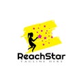 Children Reach star vector logo design,dream kids Royalty Free Stock Photo