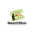 Children Reach star vector logo design,dream kids Royalty Free Stock Photo
