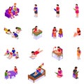 Children Reading Learning Drawing Isometric Icon Set Royalty Free Stock Photo