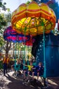 Children ready to ride amusement park Jumpin` Jellyfish Royalty Free Stock Photo