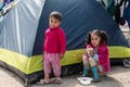 Children in refugee camp in Greece Royalty Free Stock Photo