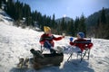 Children rest in the spring.