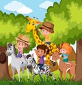 Children riding animal in wthr wild