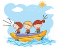 Children Riding Banana Boat Royalty Free Stock Photo