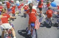 Children Riding Bicycles in July 4th Parade, Pacific Palisades, California Royalty Free Stock Photo