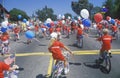 Children Riding Bicycles in July 4th Parade, Pacific Palisades, California Royalty Free Stock Photo