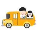 Children Riding On School Bus  vector Royalty Free Stock Photo