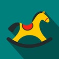 Children rocking horse flat icon