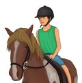 Children rode on brown horses Royalty Free Stock Photo