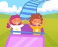 Children on a roller coaster. Royalty Free Stock Photo