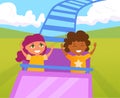 Children on a roller coaster. Vector. Royalty Free Stock Photo