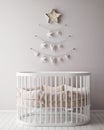 Children room with christamas decoration, scandinavian style interior background, Royalty Free Stock Photo