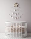 Children room with christamas decoration, scandinavian style interior background,