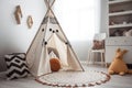 Children room hut floor. Generate Ai Royalty Free Stock Photo