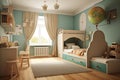 children room Interior design kids room design unisex furniture colorful Royalty Free Stock Photo