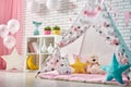 Children room with play tent Royalty Free Stock Photo