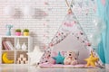 Children room with play tent Royalty Free Stock Photo