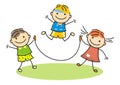 Children and rope, art, activity, eps. Royalty Free Stock Photo