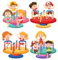 Children roundabout playground cartoon