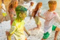 Children run to swim in the sea. Royalty Free Stock Photo