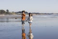 Children Running on Beach Royalty Free Stock Photo