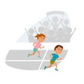 Children running vector