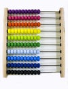 Children`s abacus. scores with colored knuckles for children to learn basics of mathematics and arithmetic, first addition,