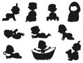 Children\'s Activities Silhouette Vector Cartoon